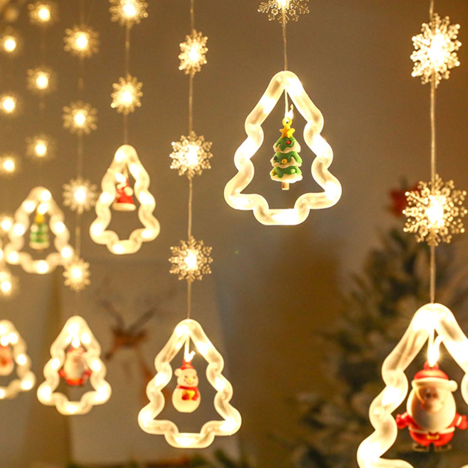 Instalatie de Craciun tip Plasa LED cu Braduti si Figurine 3m