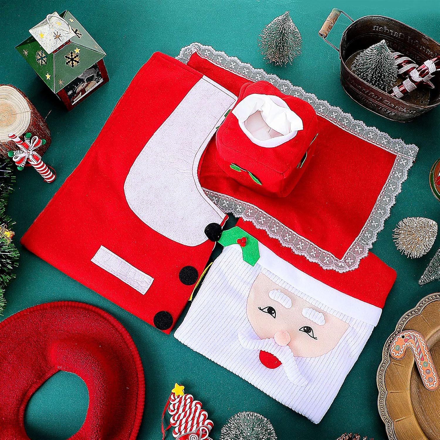 Set Decorativ tip Mos Craciun pentru Toaleta