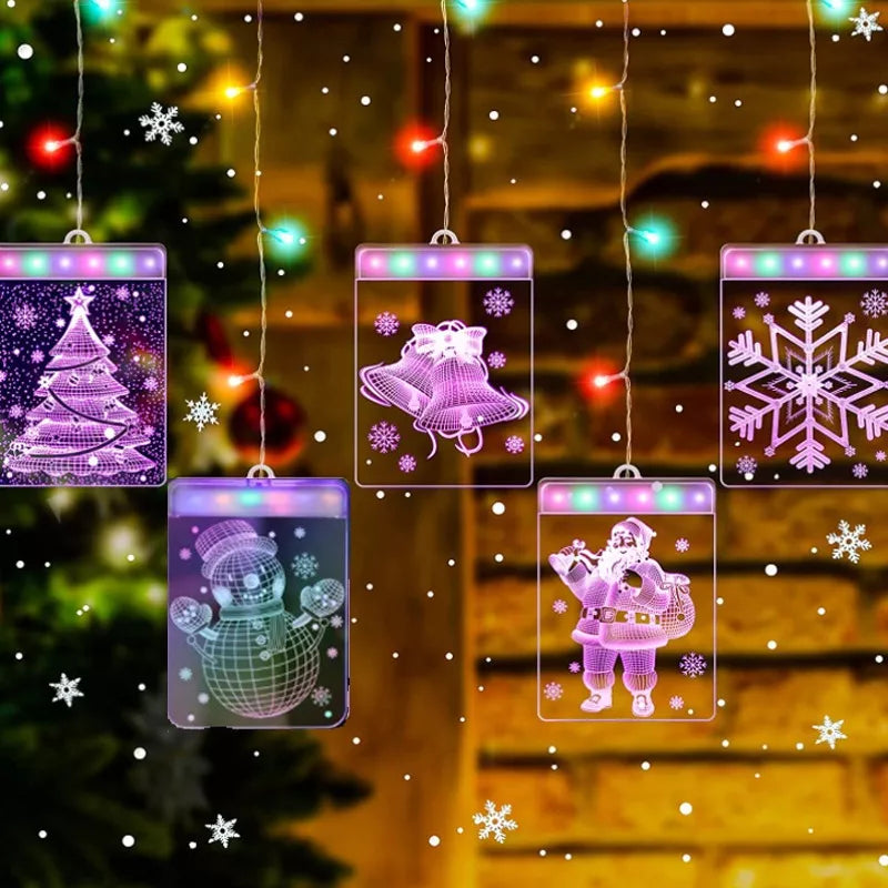 Instalatie de Craciun tip Perdea cu figurine LED color, 1.5m