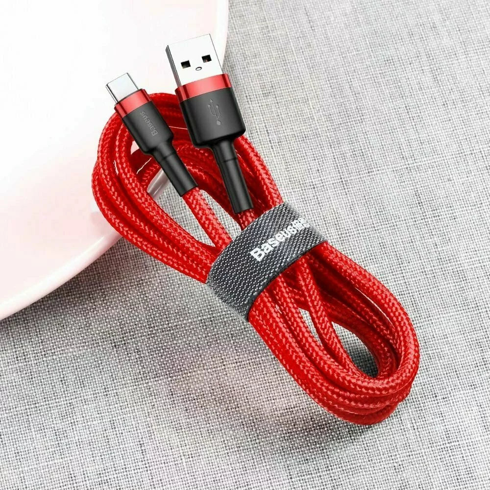 Cablu ultra-lung USB / USB Tip C cu impletitura de nylon Baseus Cafule QC3.0 2A 3M