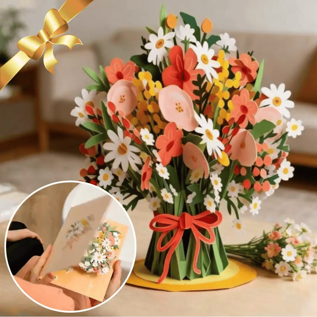 Felicitare 3D Pop-Up cu Buchet de Flori