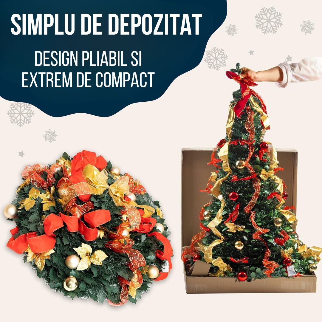 Brad de Craciun tip Pop-Up cu Instalatie si Ornamente
