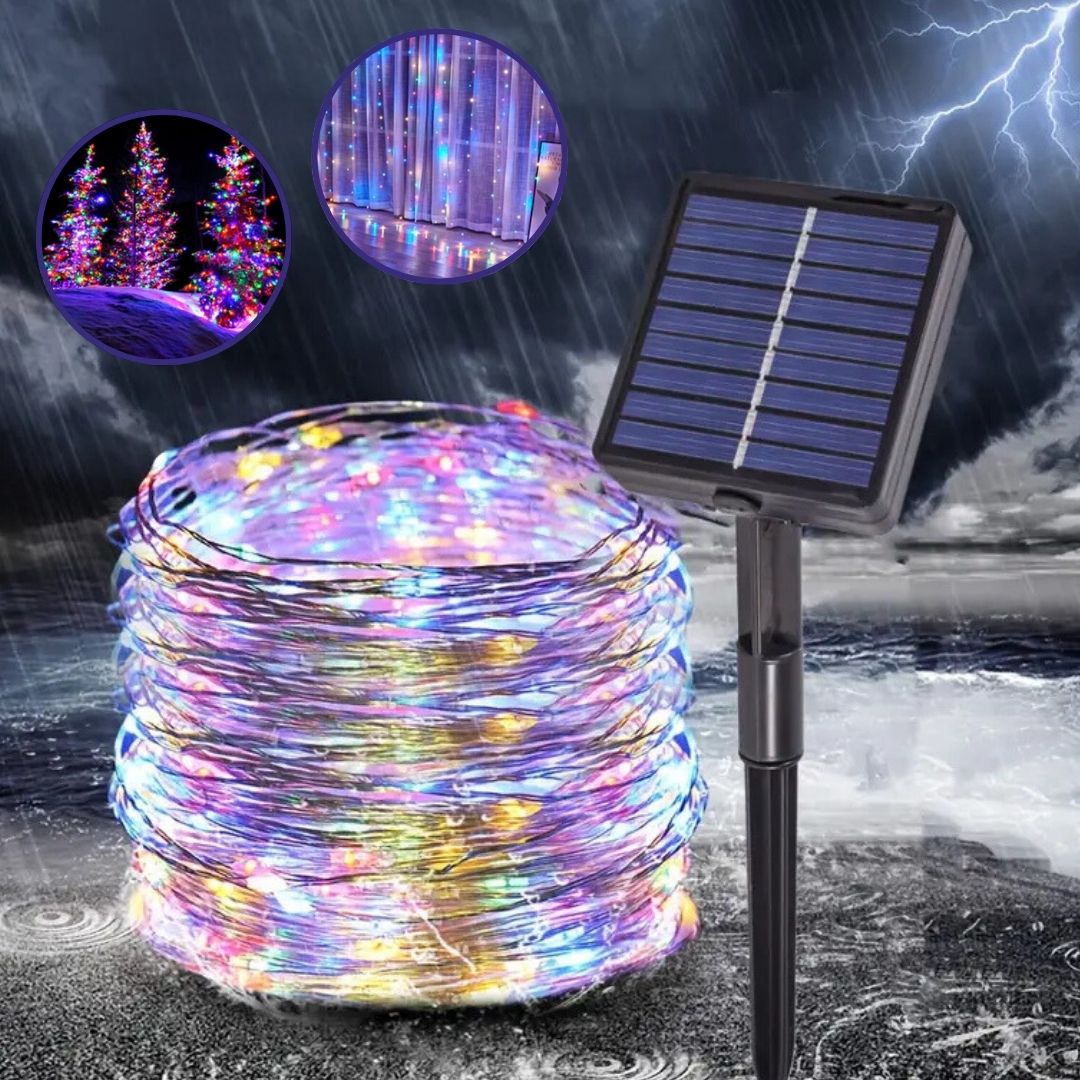 Instalatie Multicolora de Craciun cu Panou Solar 150 LED-uri 15m