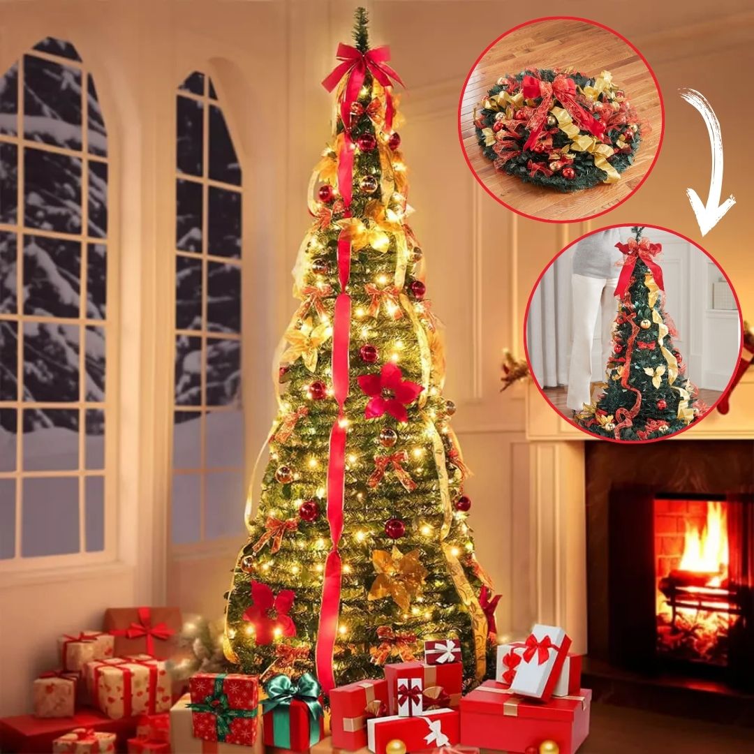 Brad de Craciun tip Pop-Up cu Instalatie si Ornamente