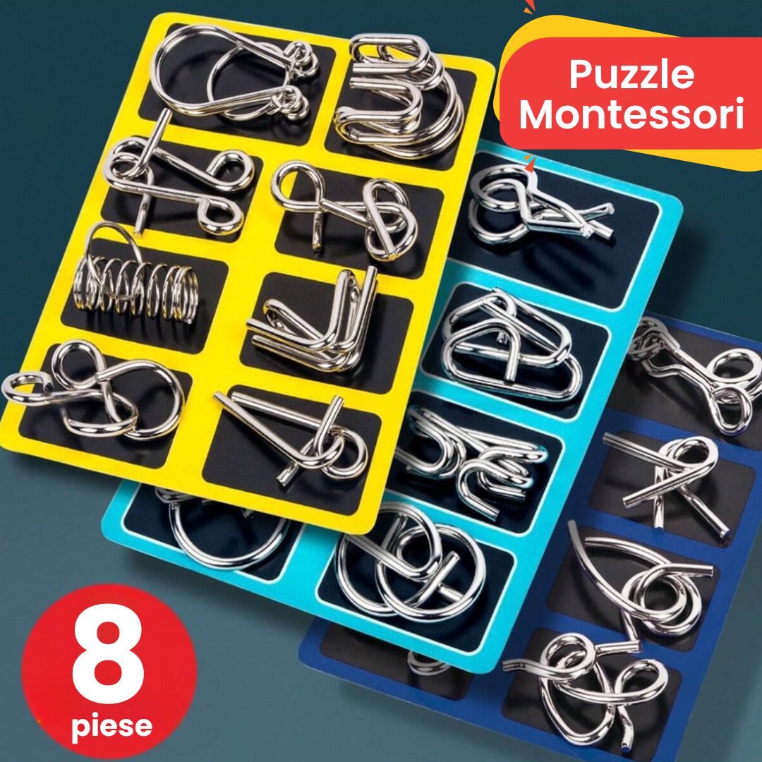 Puzzle Metalic Montessori - Joc de indemanare (8 piese)