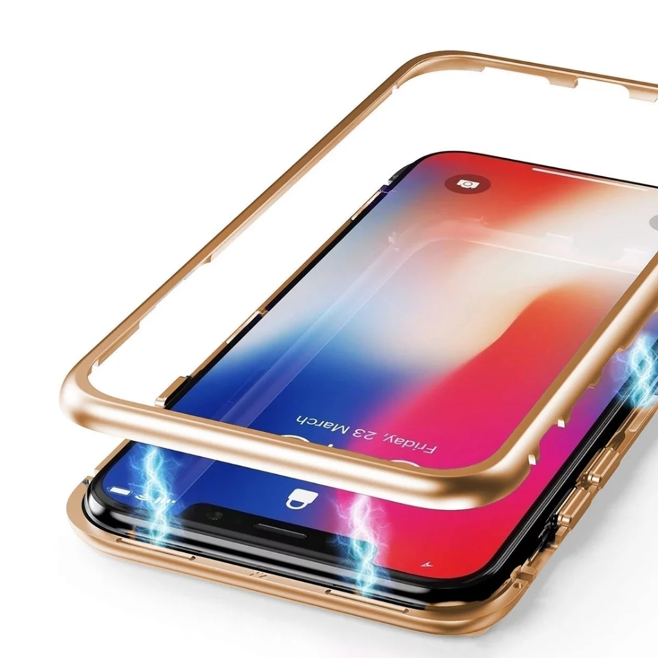 Husa cu Bumper Magnetic si Spate din Sticla Securizata