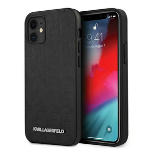 Husa Karl Lagerfeld Design din piele neagra gravata pentru iPhone