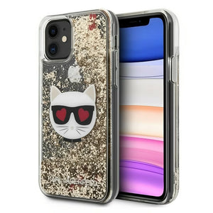 Husa Karl Lagerfeld Liquid Glitter Choupette Auriu pentru iPhone