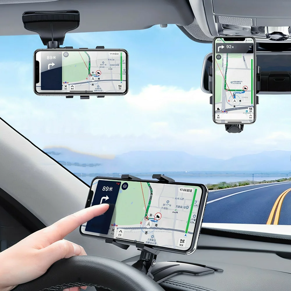 Suport auto rotativ 1200° de telefon cu clema