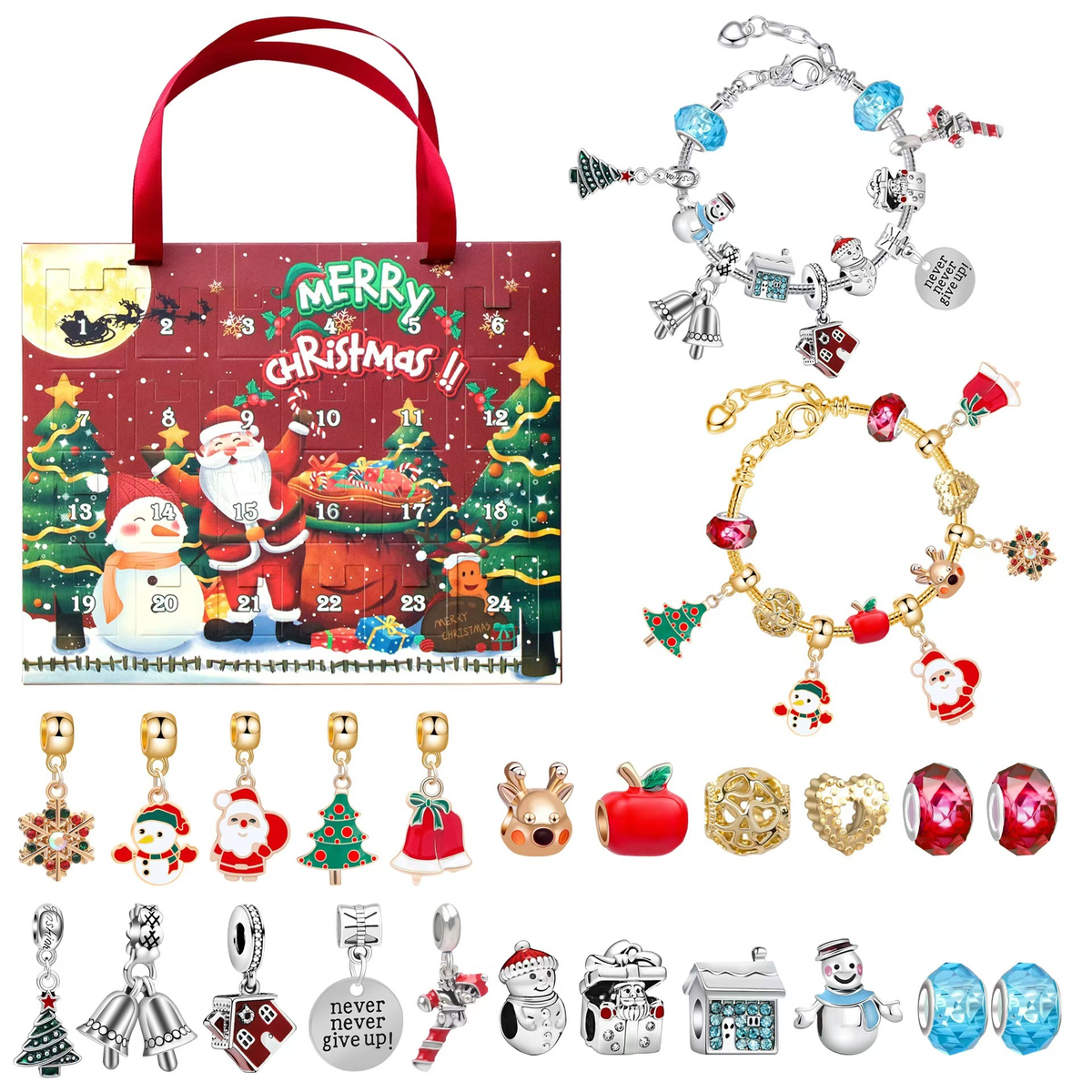 Calendar de Advent cu 2 Bratari si 22 Pandantive