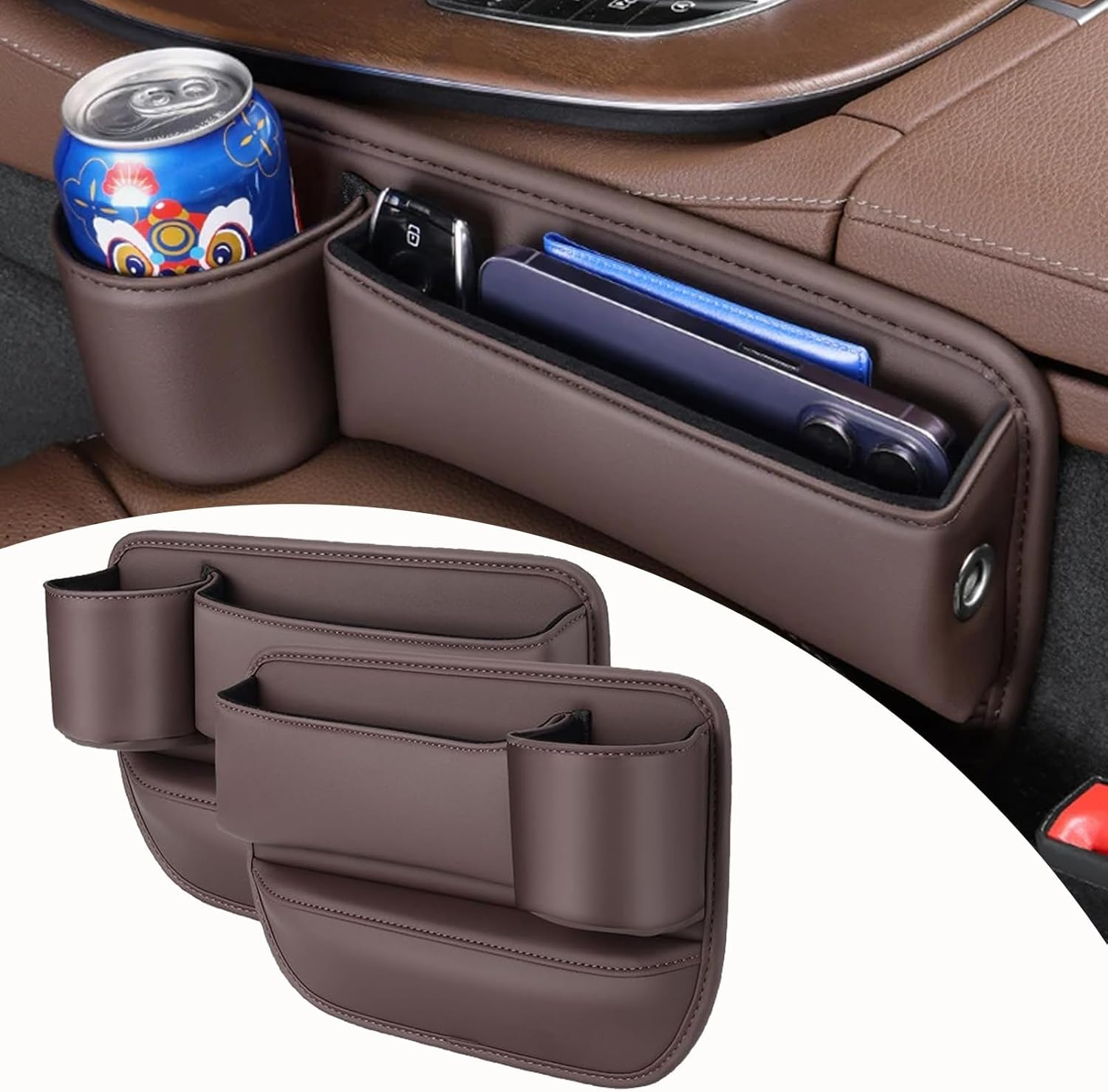 Set 2 organizatoare scaune auto cu suport pahare