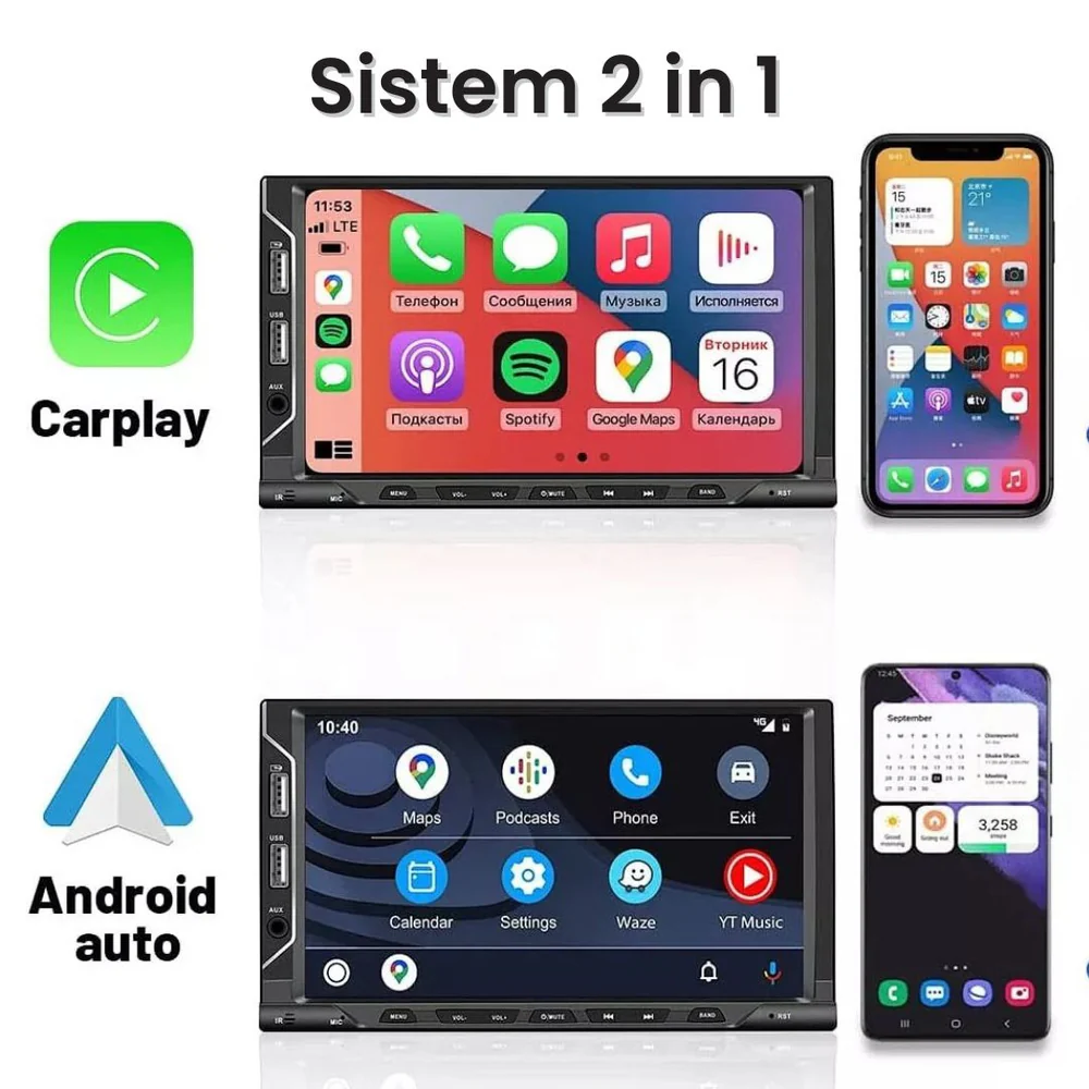 Mini Adaptor Wireless 2 in 1 CarPlay si Android Auto Tip USB si USB-C