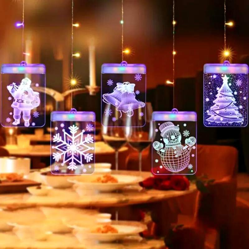 Instalatie de Craciun tip Perdea cu figurine LED color, 1.5m