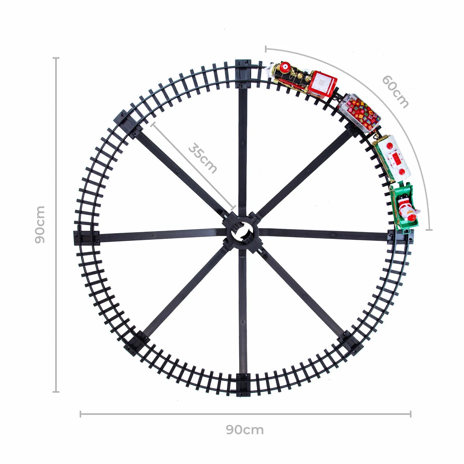 Trenulet Muzical pentru Bradul de Craciun cu Locomotiva si 3 Vagoane