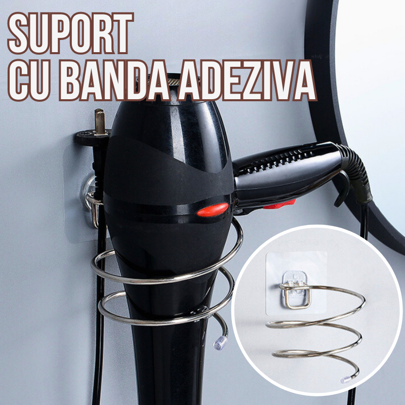 Suport cu banda adeziva pentru uscatorul de par