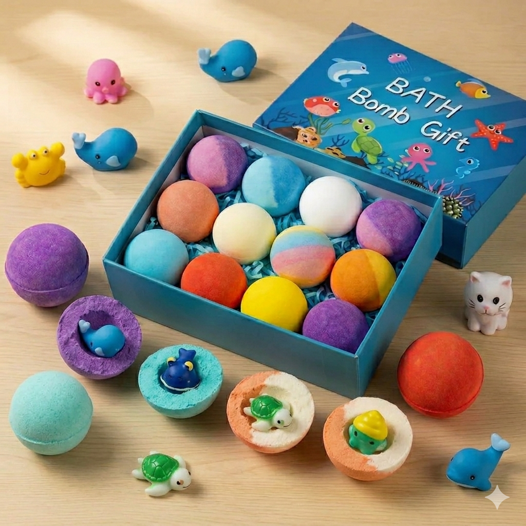 Set 12 Bombe de Baie cu Surpriza pentru Copii