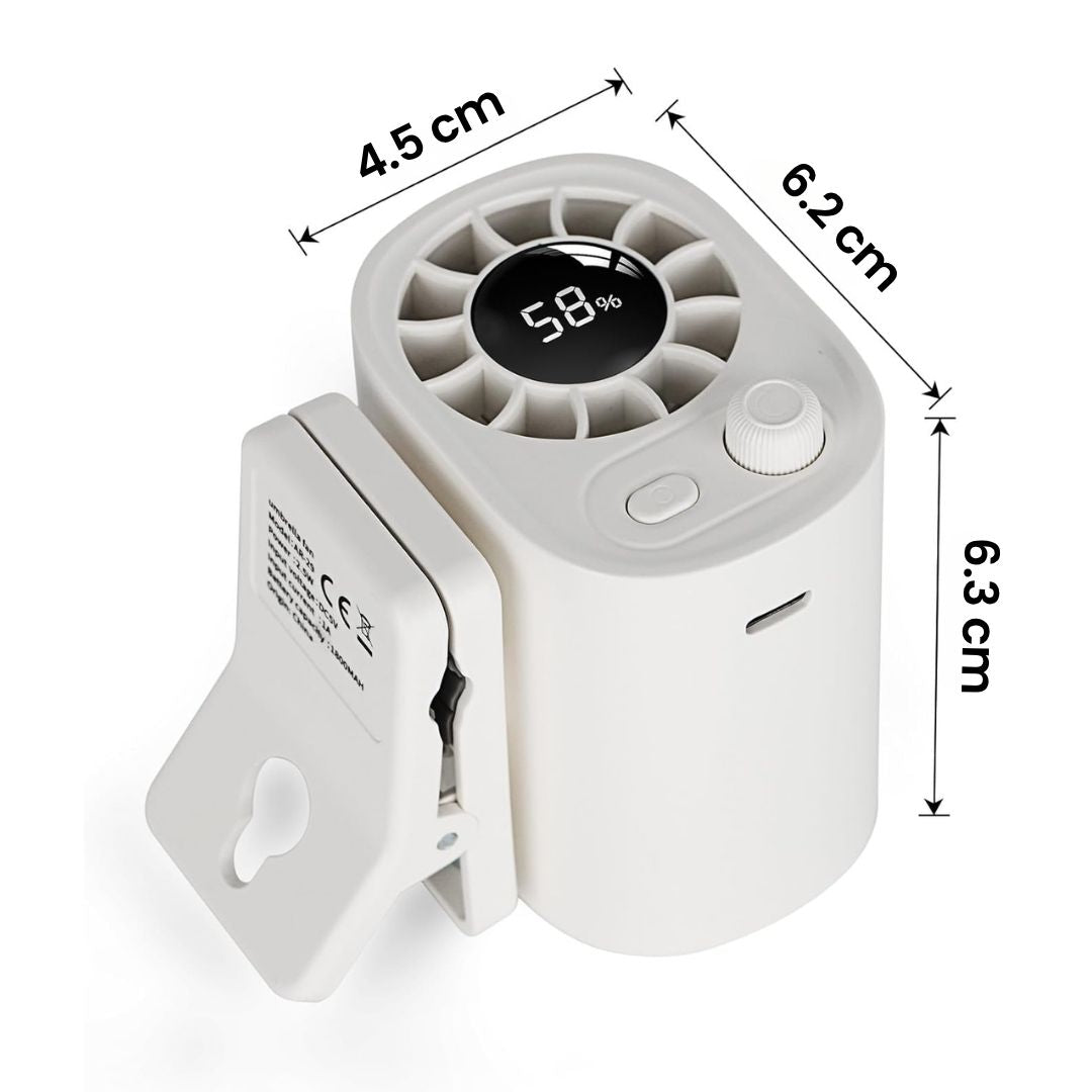 Mini Ventilator Portabil cu Clip 360° si Ecran LED