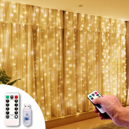 Instalatie de Craciun tip Perdea Lumina Calda 200 LED-uri 3m