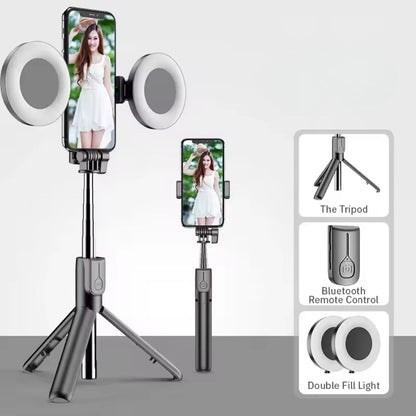 Selfie stick wireless cu trepied si ring light