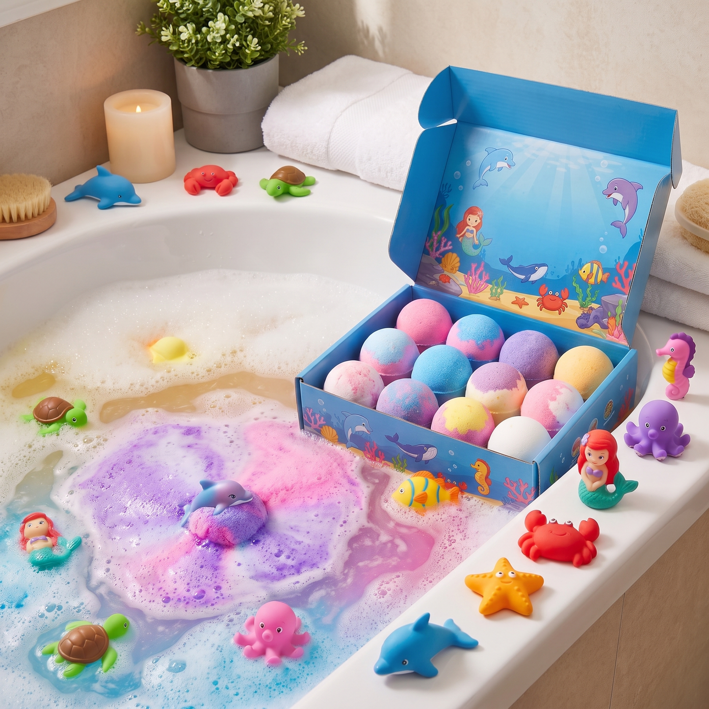 Set 12 Bombe de Baie cu Surpriza pentru Copii