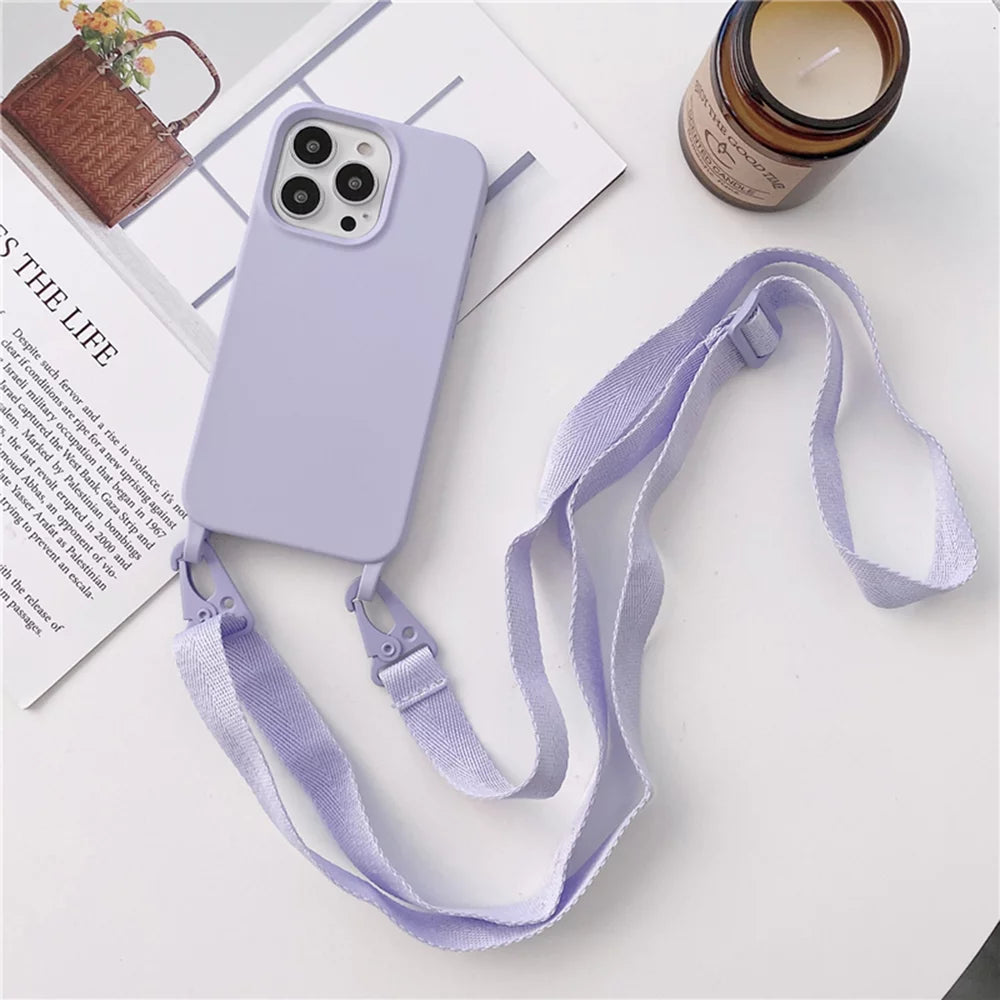 Husa din silicon cu snur textil