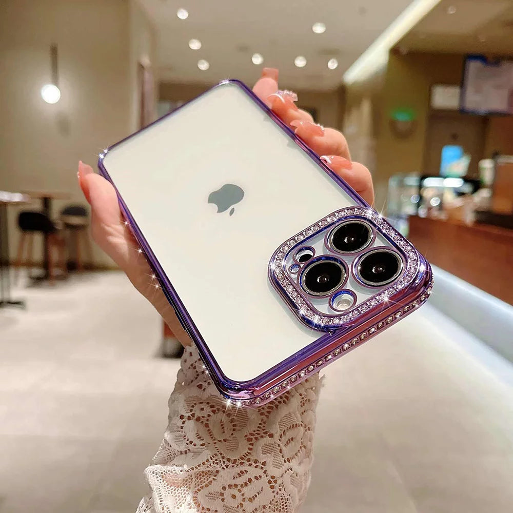 Husa transparenta Luxury Diamond Glitter pentru iPhone