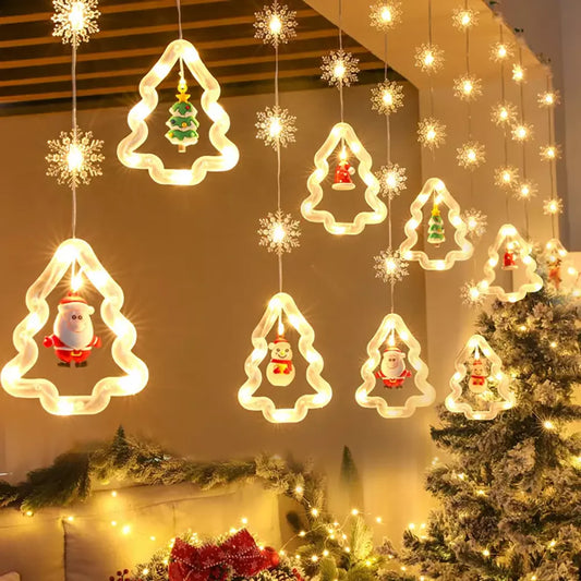 Instalatie de Craciun tip Plasa LED cu Braduti si Figurine 3m